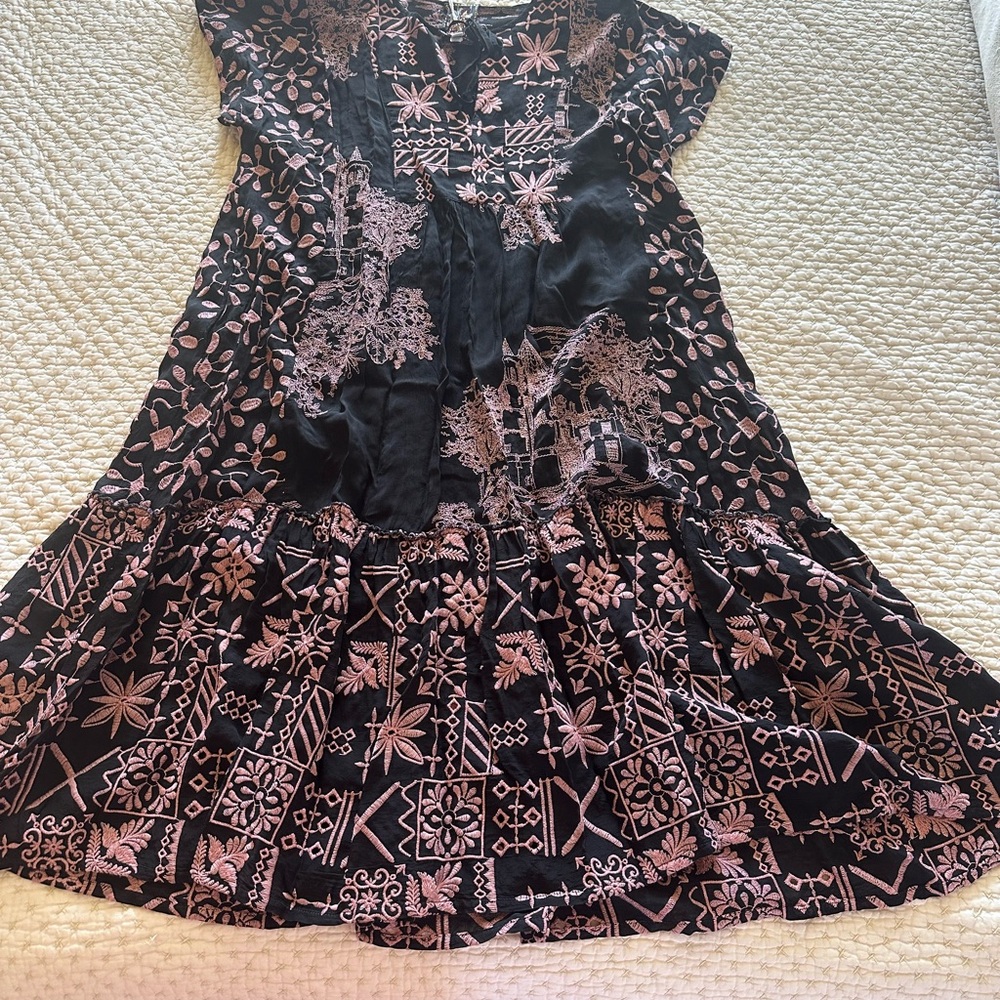 Johnny Was Black and Pink Midi Sundress